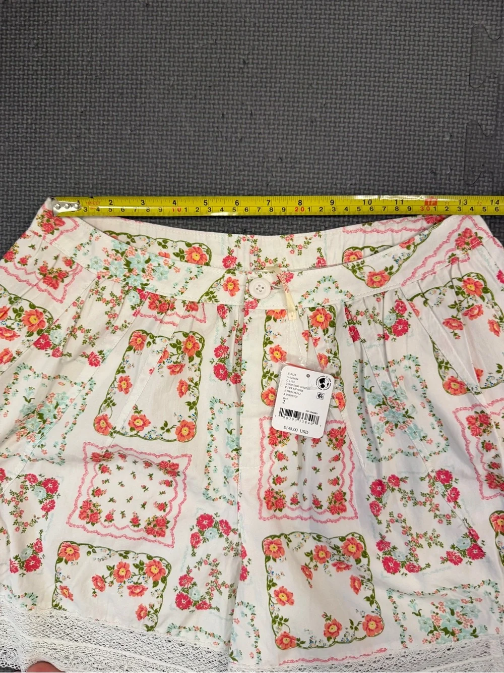 NWT Free People Blooming Lace Shorts- 2 (oversized) - White/Pink/Boho- MSRP $148